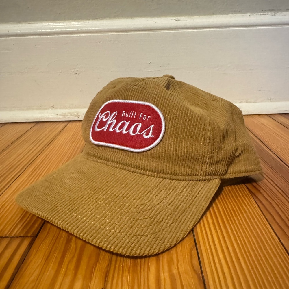 Ruckus Co Built For Chaos Brown Corduroy Cap with Red Patch